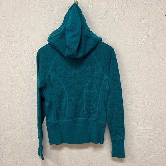 Zella Space Dye Fitted Track Jacket Lightweight Hood Full Zip Teal Women Medium - Picture 3 of 5
